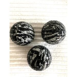 Set of 3 Mosaic Sphere Balls Decorative Glass Orbs Centerpiece Table Decor Black